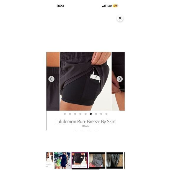 Lululemon Run Breeze size 8 black skirt. Shorts under with pockets. - Picture 2 of 9